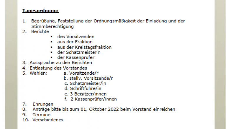 Jahreshauptversammlung CDU Ratekau 2022